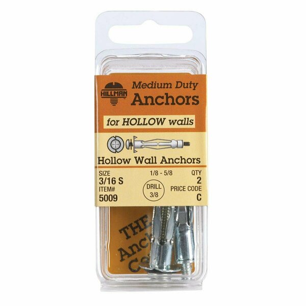 Aceds 0.19 in. Hollow Wall Anchor - Small, 12PK 6266092